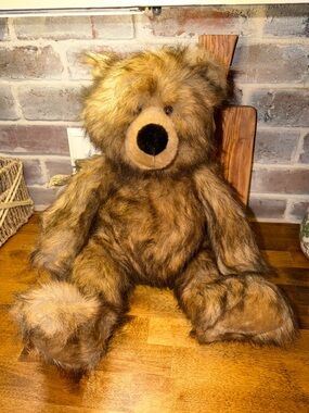 Plush Brown Faux Fur Decorative Bear - Cozy Accent for Home